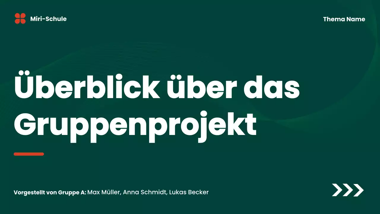 Präsentation des grünen modernen Gruppenprojekts