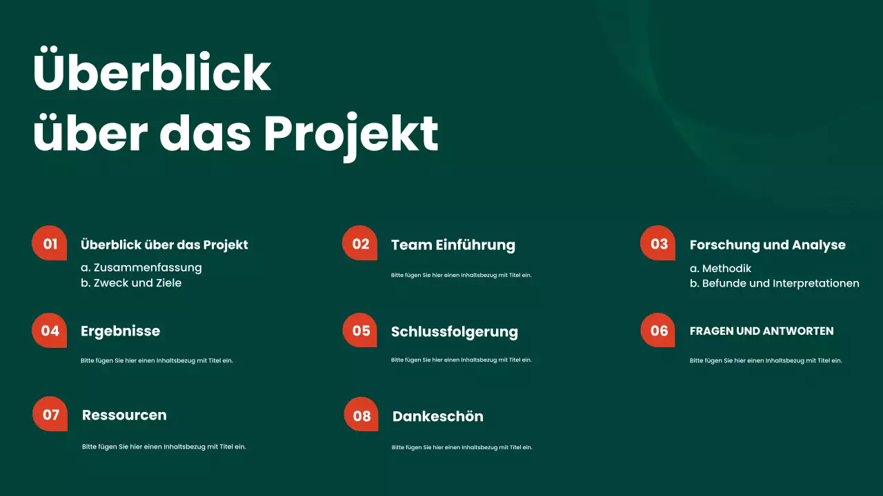 Präsentation des grünen modernen Gruppenprojekts