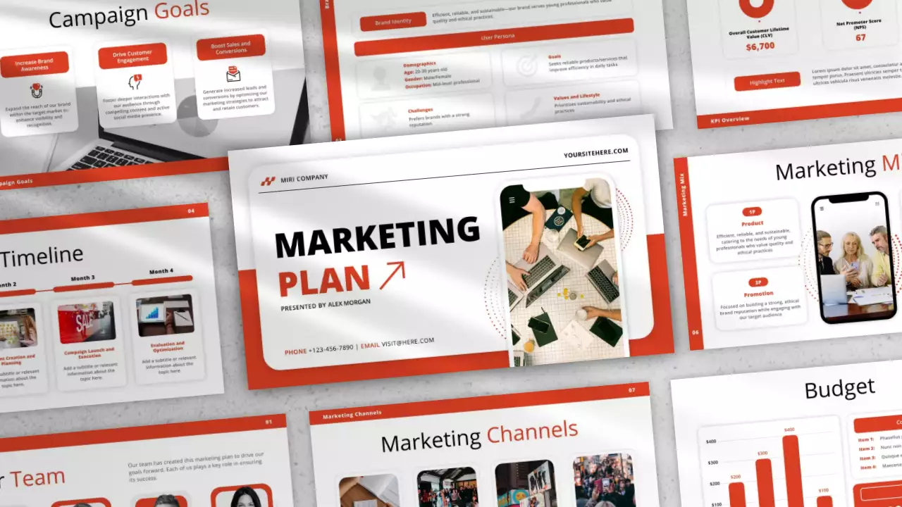 plano de marketing vermelho moderno