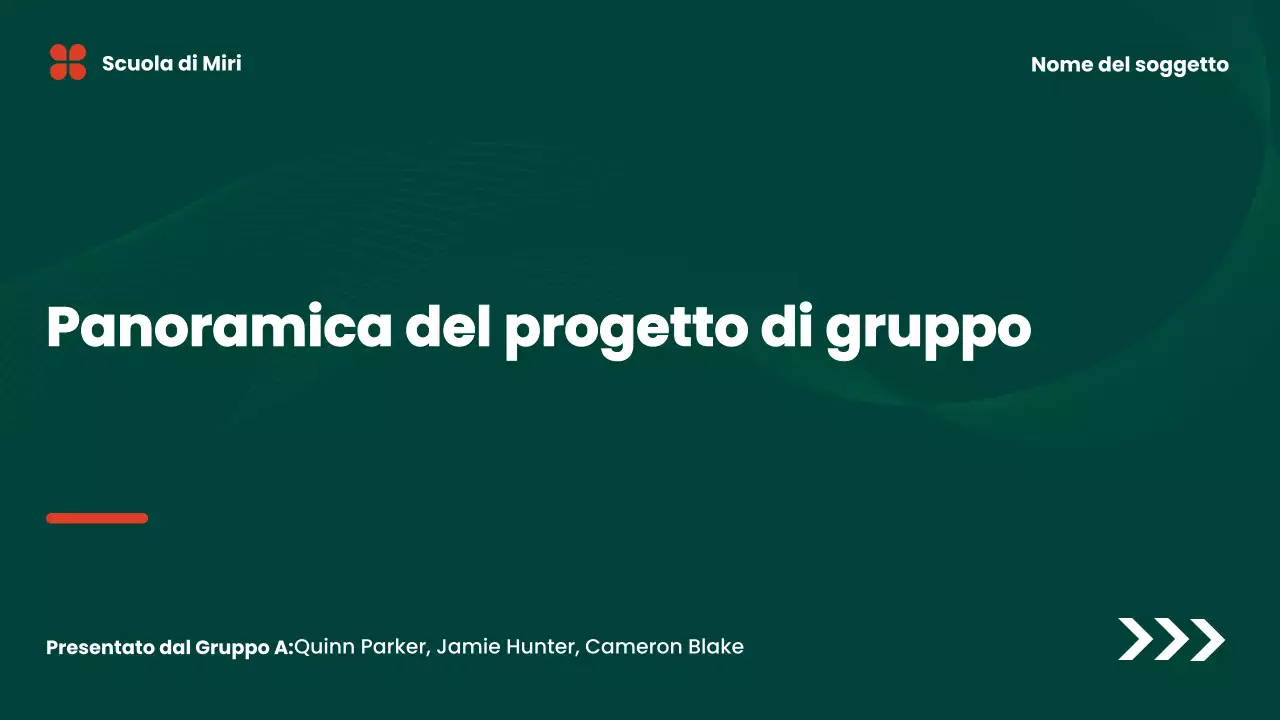 presentazione del progetto di gruppo green modern