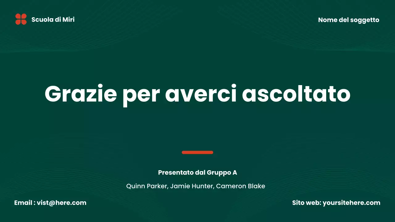 presentazione del progetto di gruppo green modern
