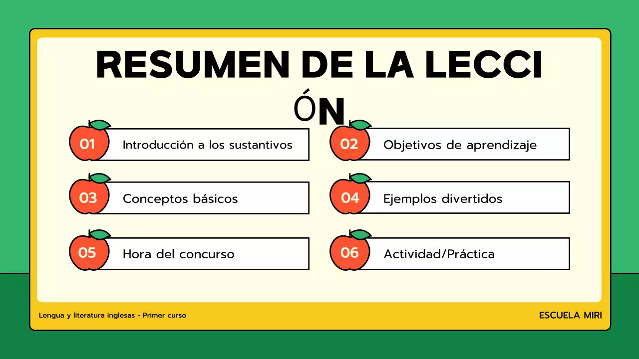 clase de gramática mínima verde