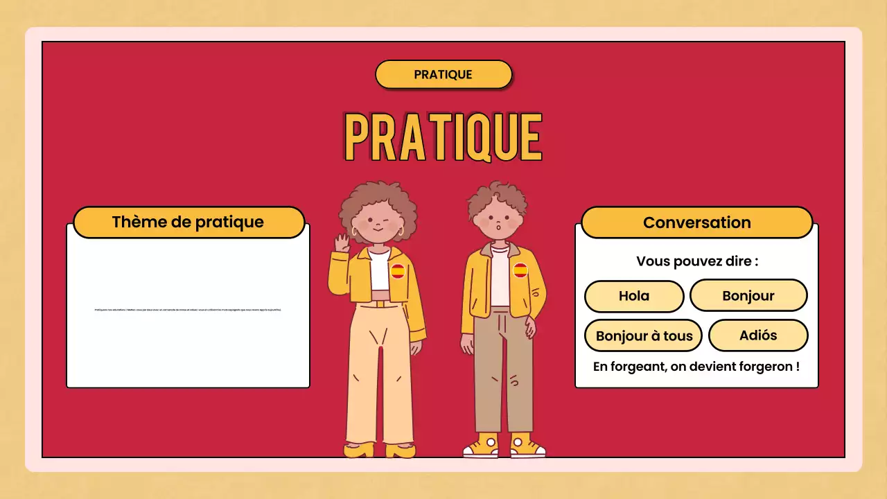 cours de langue rétro rouge