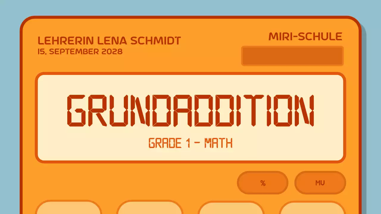 Orangene Illustration Taschenrechner Mathe Leitfaden