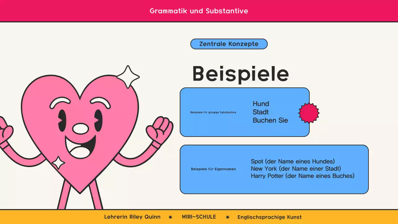 Rosa Retro-Comic-Grammatikkurs