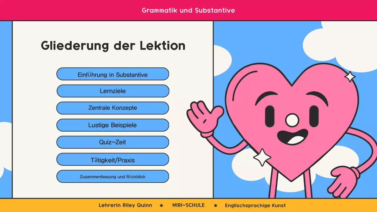 Rosa Retro-Comic-Grammatikkurs