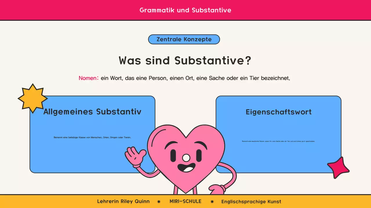 Rosa Retro-Comic-Grammatikkurs