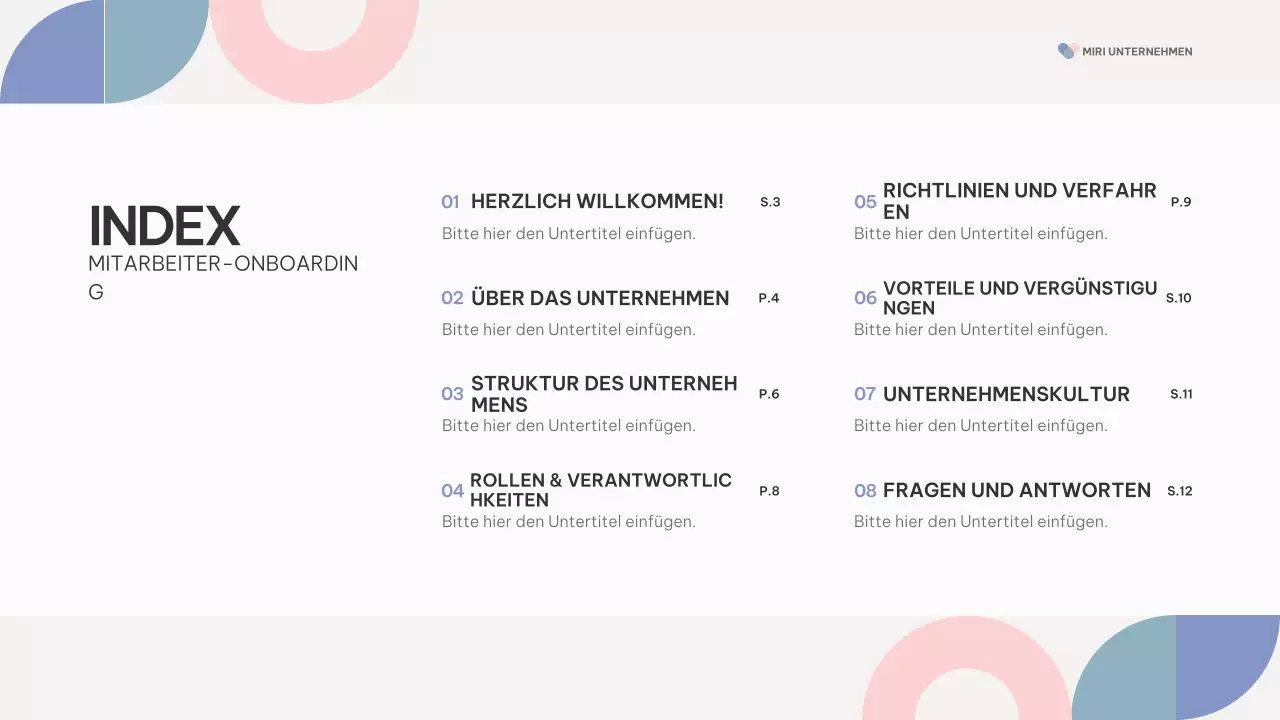 rosa lila abstrakt Leitfaden für das Onboarding von Mitarbeitern