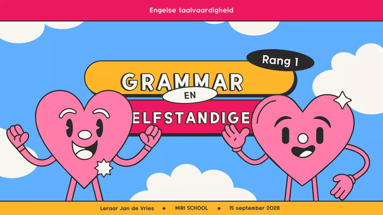 Roze retro strip grammatica