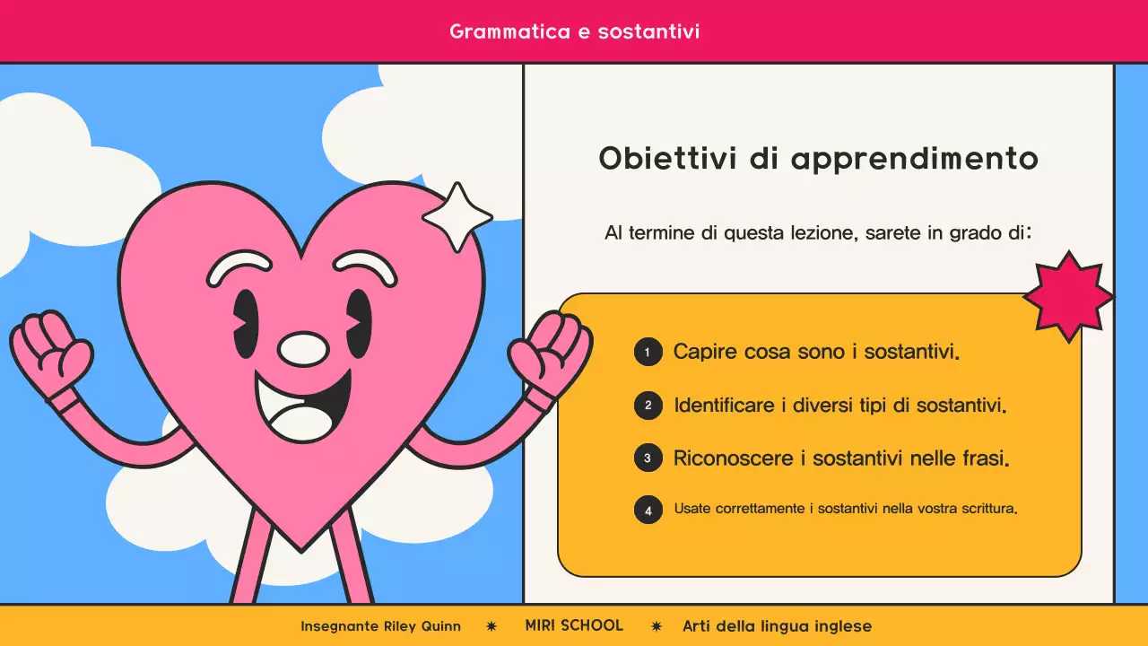 Grammatica a fumetti rosa retrò