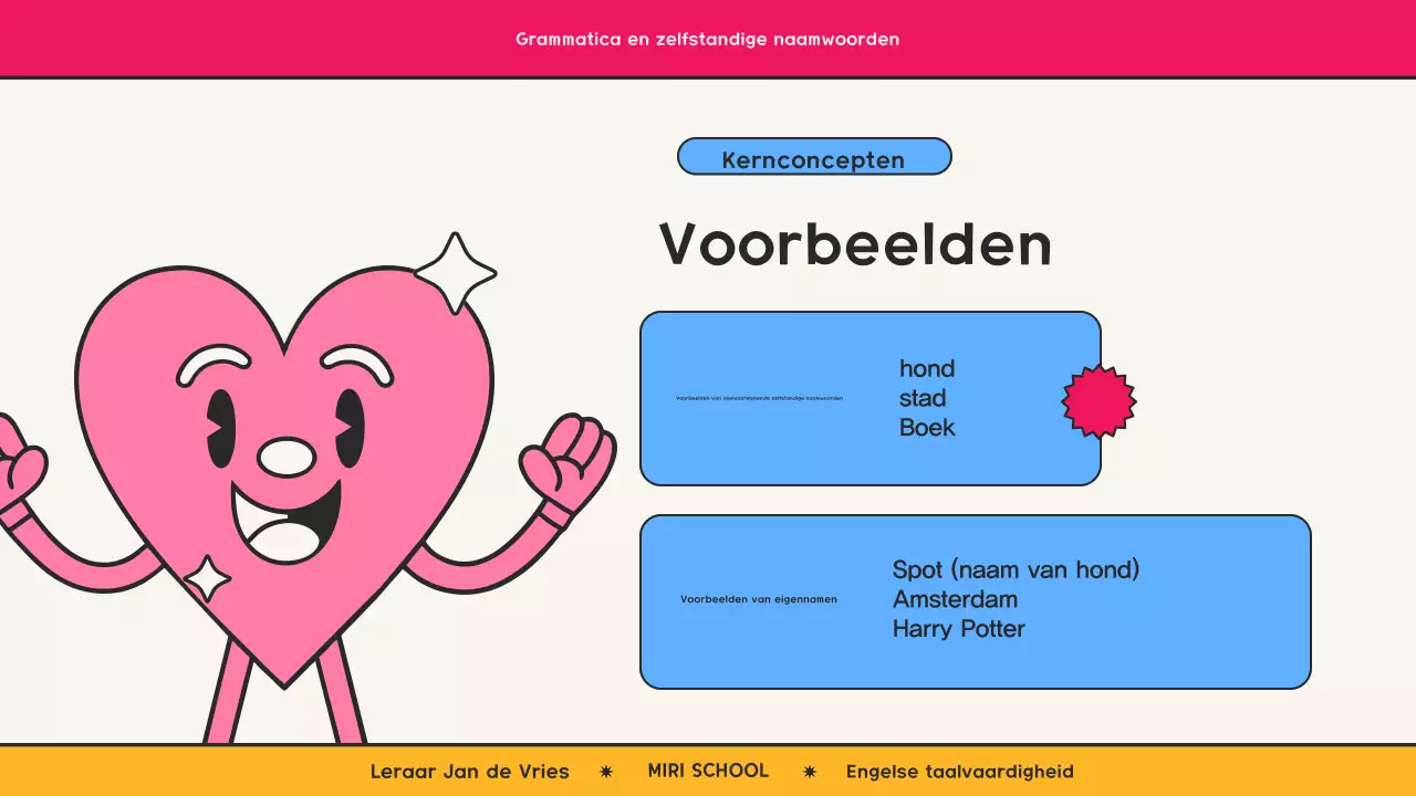 Roze retro strip grammatica