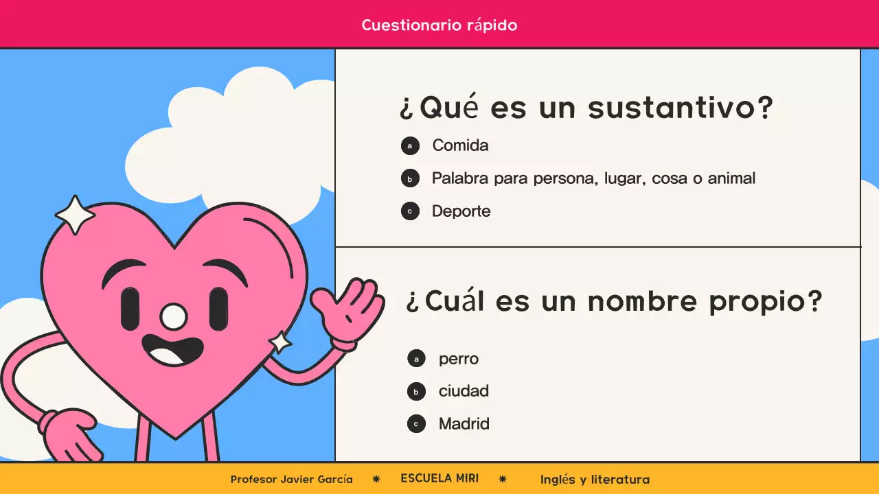 Clase de gramática de cómic retro rosa