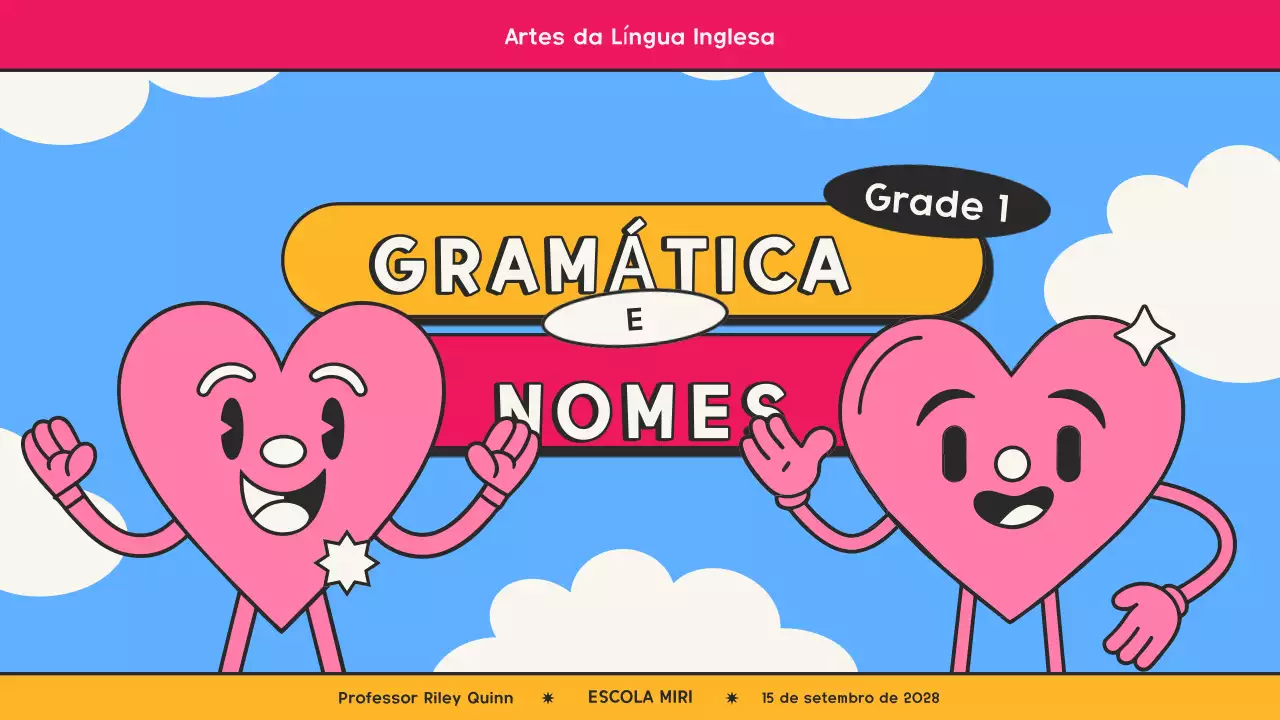 Aula de gramática de banda desenhada retro cor-de-rosa