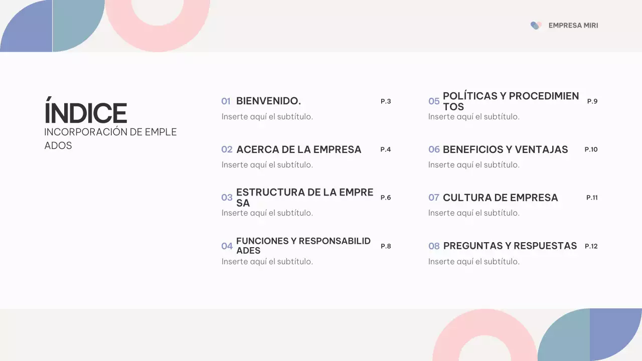 rosa púrpura abstracto guía de incorporación del empleado