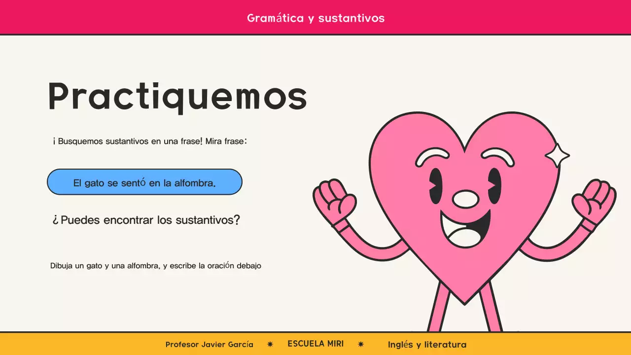 Clase de gramática de cómic retro rosa