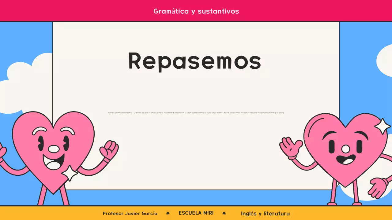Clase de gramática de cómic retro rosa