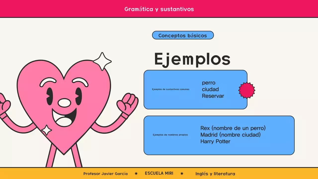 Clase de gramática de cómic retro rosa