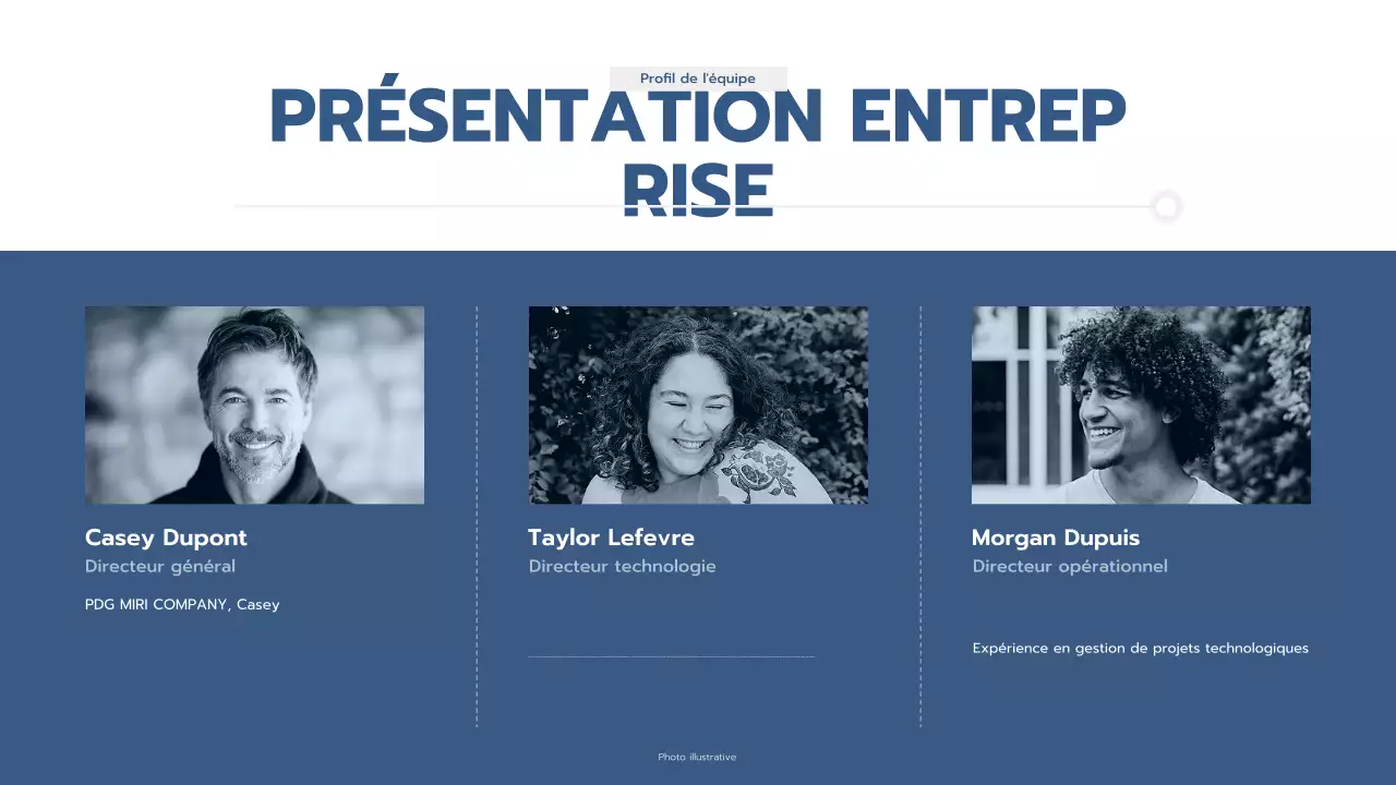 présentation professionnelle bleue de l'entreprise