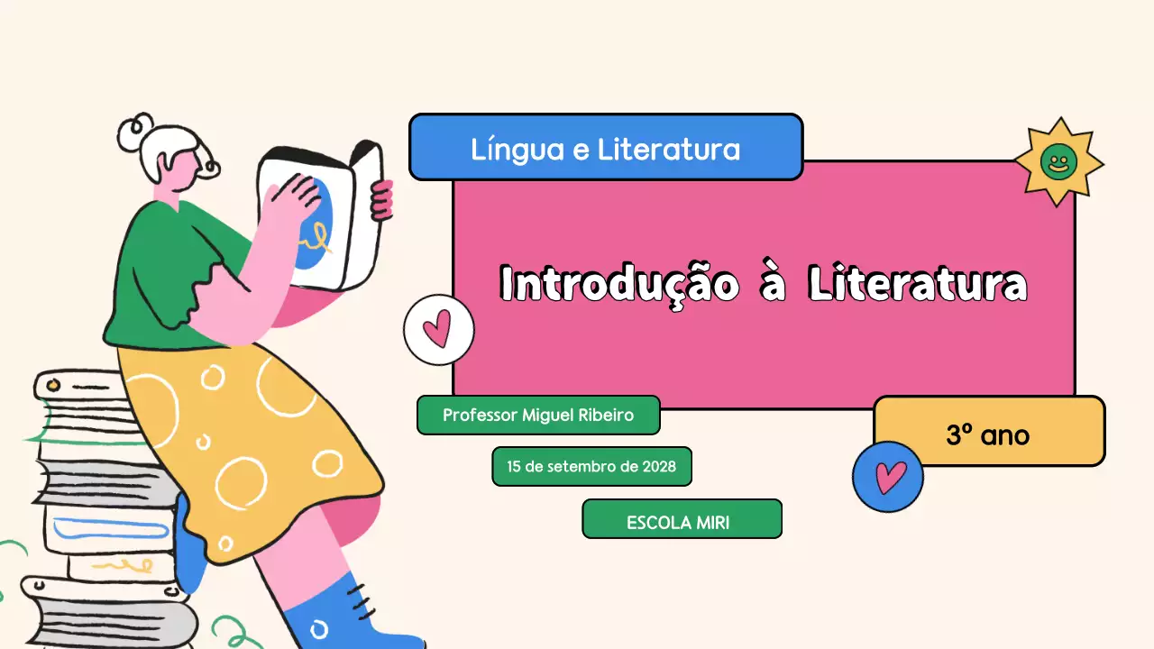 Aula de literatura ilustrativa bege