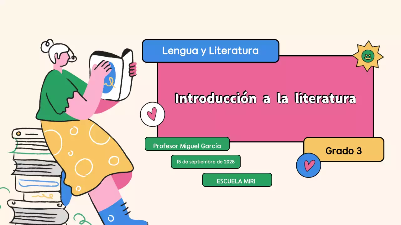 Clase de literatura ilustrativa en beige