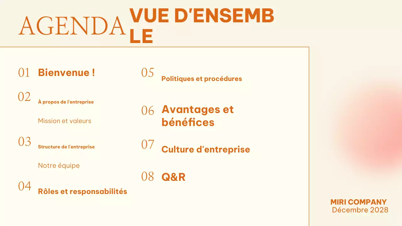 guide de l'employé orange modern