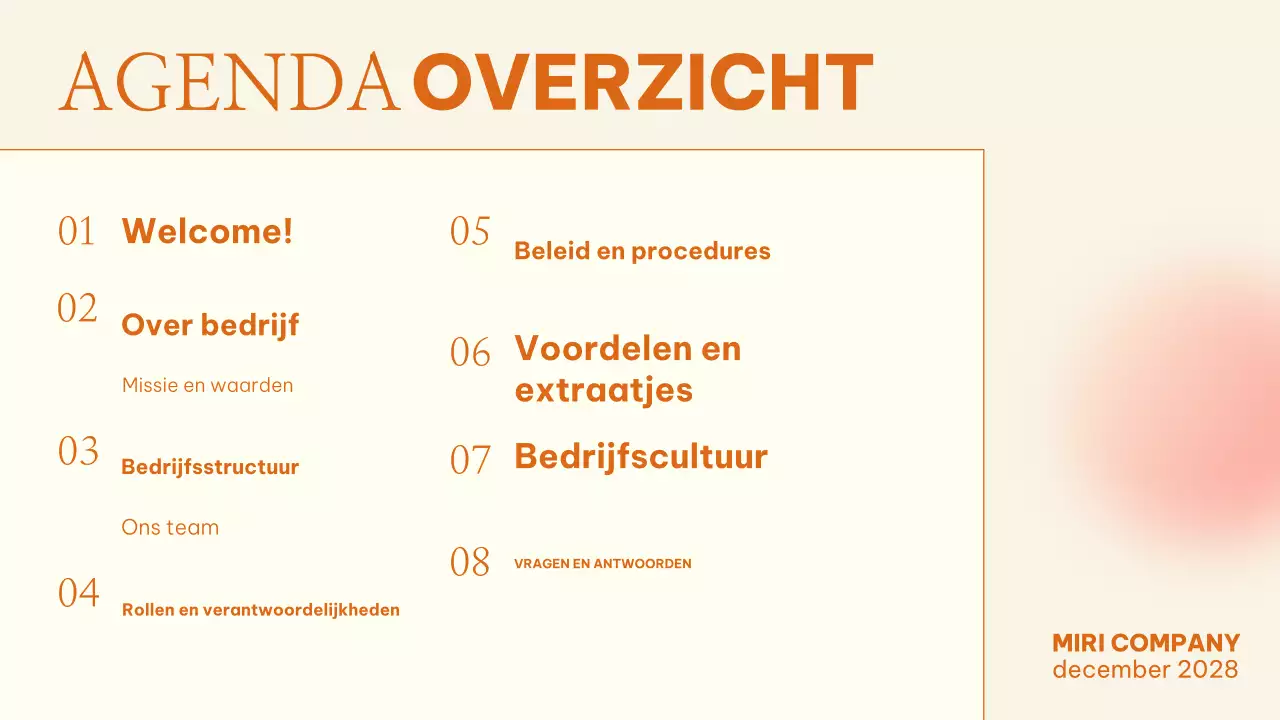 oranje moderne personeelsgids