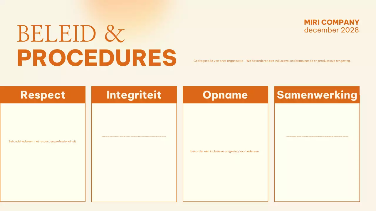oranje moderne personeelsgids