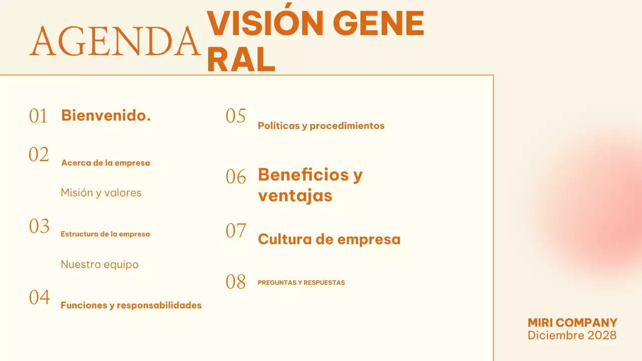 guía del empleado de orange modern