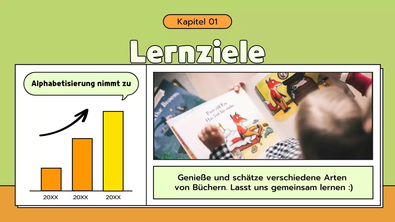 Grünes und oranges Comic-Literatur-Klassenmaterial