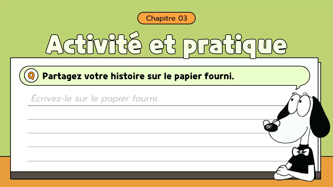 Matériel de cours pour la littérature de bande dessinée verte et orange