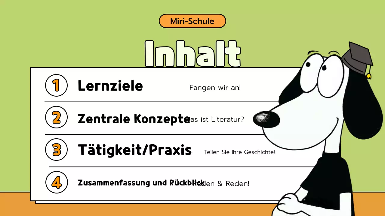 Grünes und oranges Comic-Literatur-Klassenmaterial