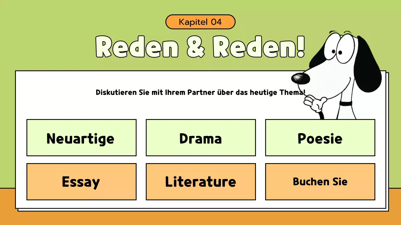 Grünes und oranges Comic-Literatur-Klassenmaterial