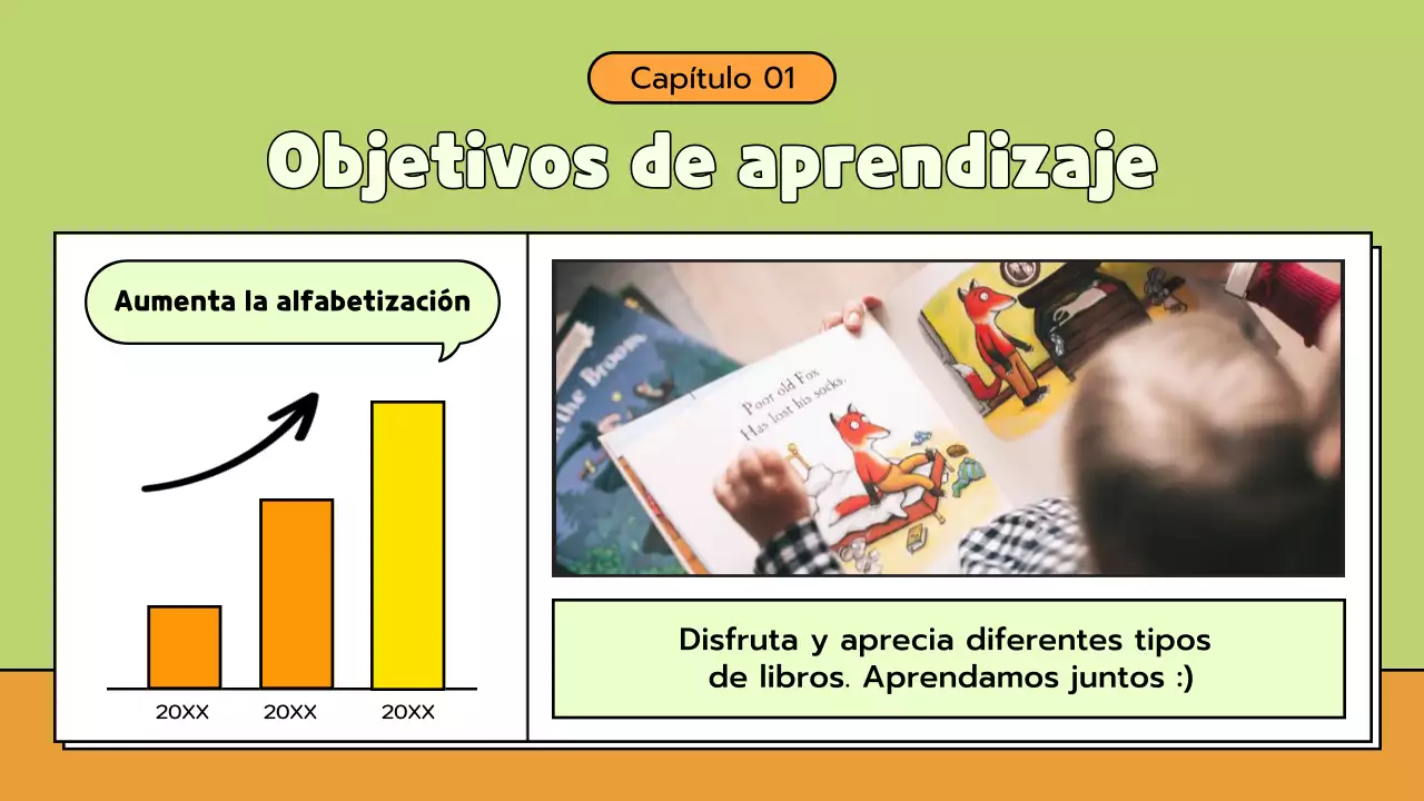 Material de clase de literatura cómica verde y naranja