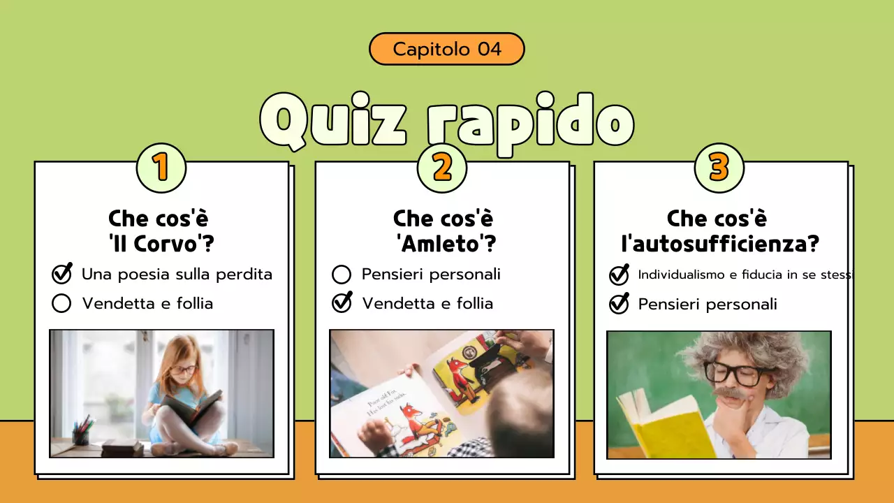 Materiale di classe di letteratura a fumetti verde e arancione