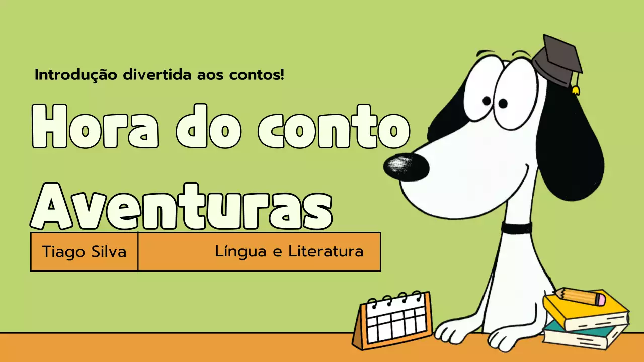 Material de aula de literatura de banda desenhada verde e laranja