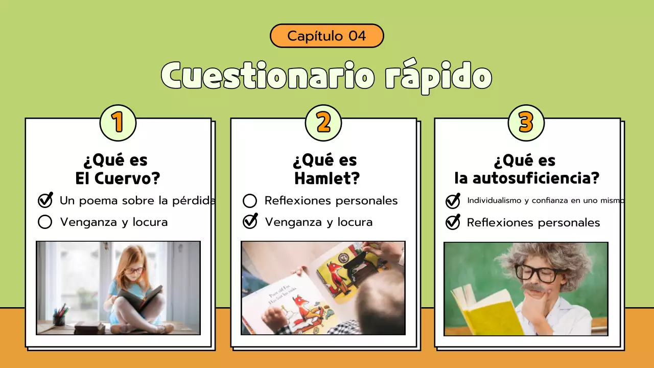 Material de clase de literatura cómica verde y naranja