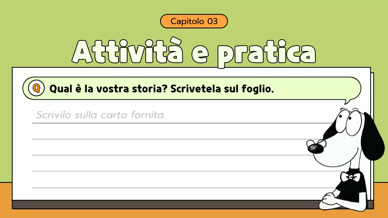 Materiale di classe di letteratura a fumetti verde e arancione