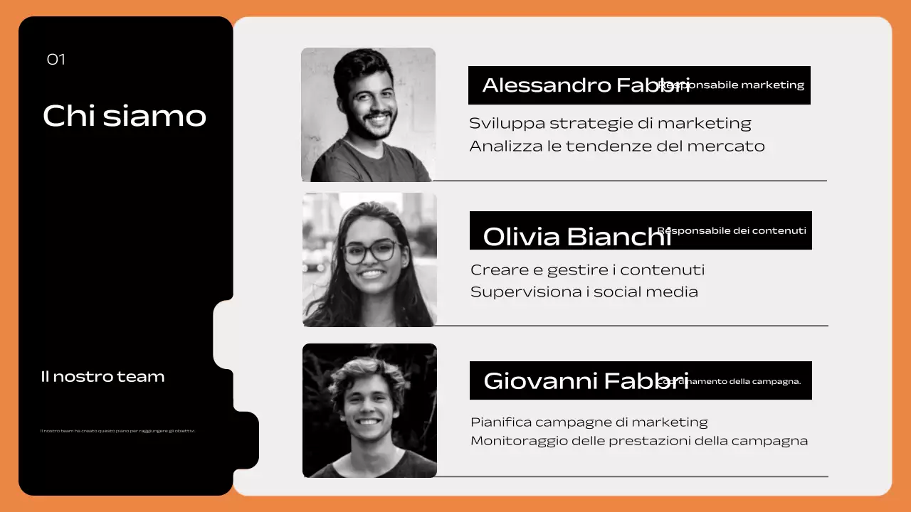 piano di marketing geometrico arancione pitch