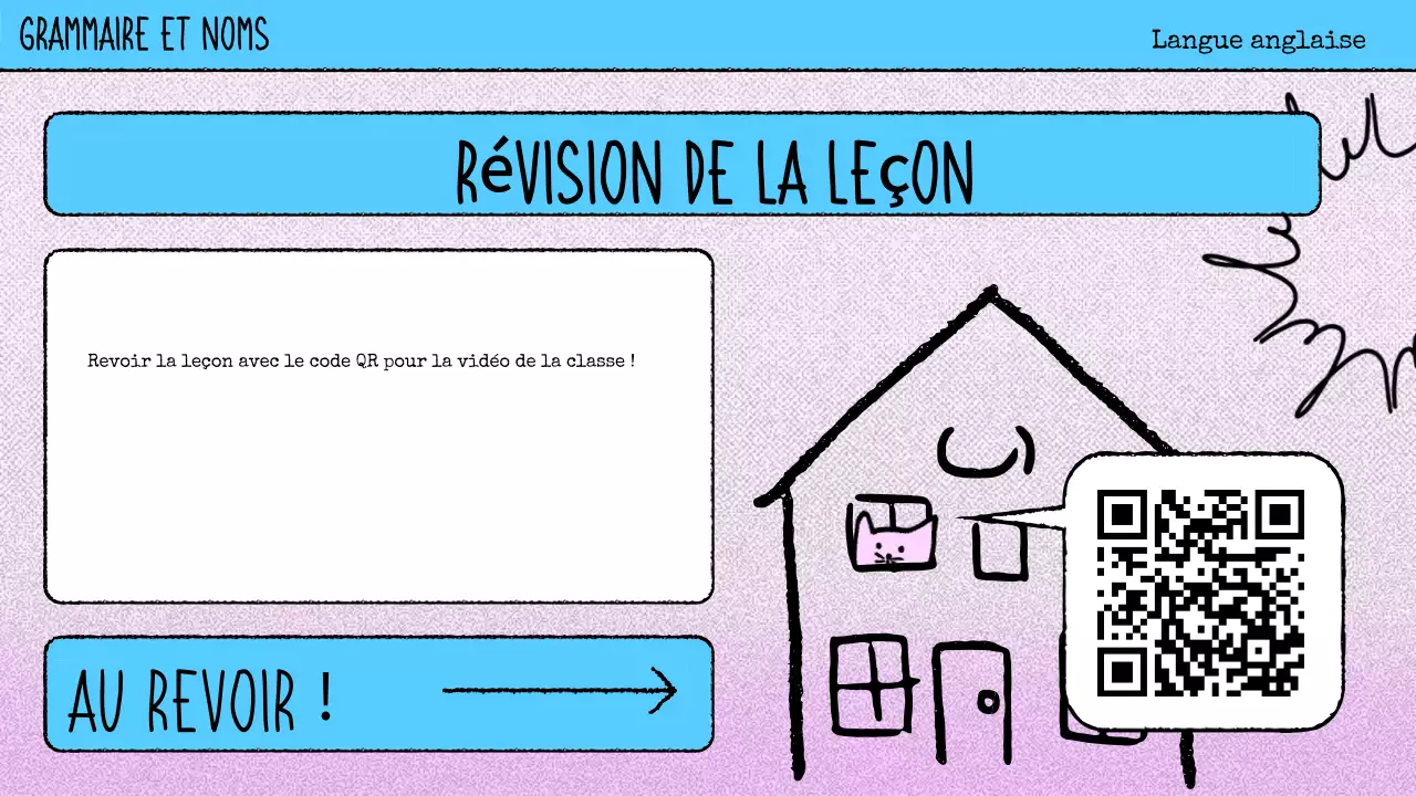 matériel de cours de grammaire en bande dessinée rose