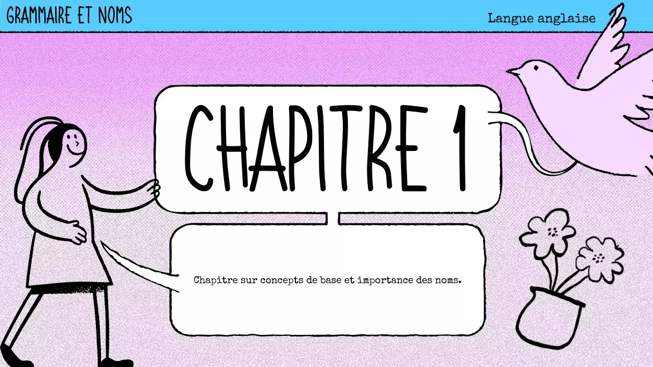 matériel de cours de grammaire en bande dessinée rose