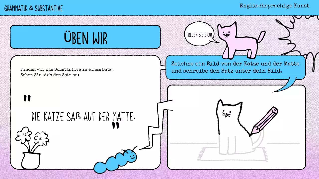 rosa Comic-Grammatik Unterrichtsmaterial