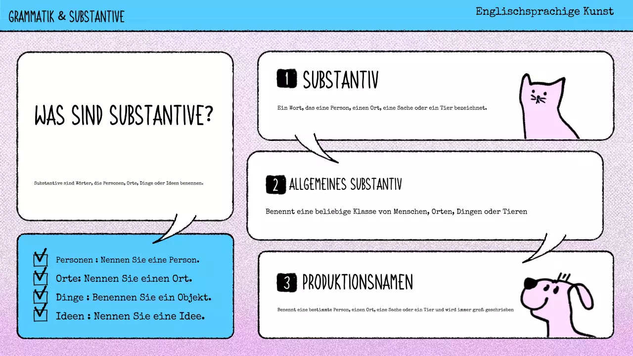rosa Comic-Grammatik Unterrichtsmaterial