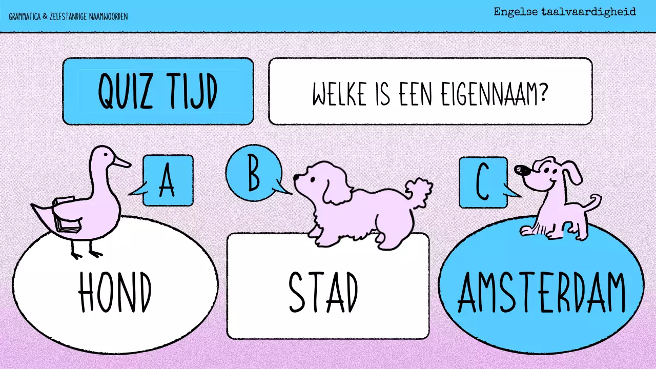 roze strip grammatica lesmateriaal