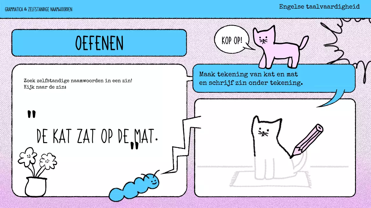 roze strip grammatica lesmateriaal