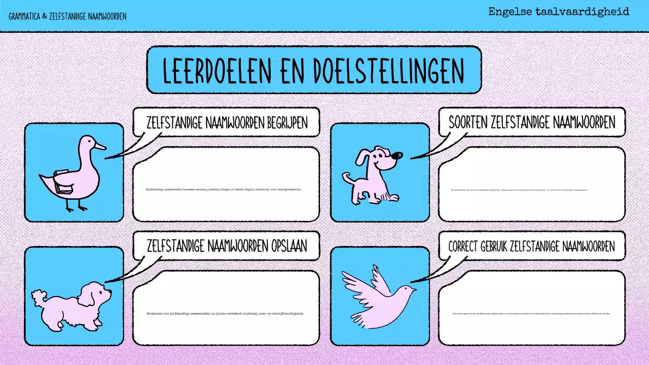 roze strip grammatica lesmateriaal