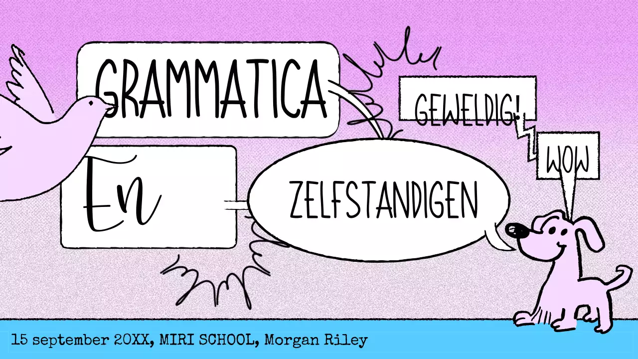 roze strip grammatica lesmateriaal