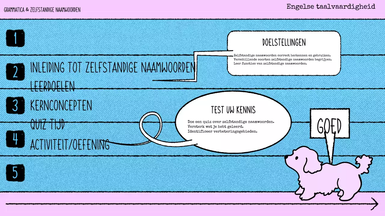 roze strip grammatica lesmateriaal