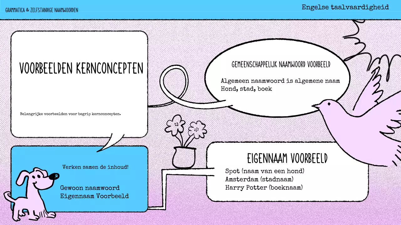 roze strip grammatica lesmateriaal