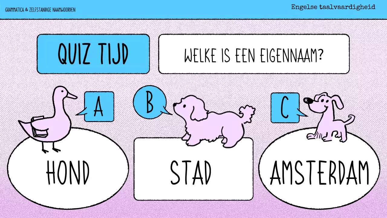 roze strip grammatica lesmateriaal