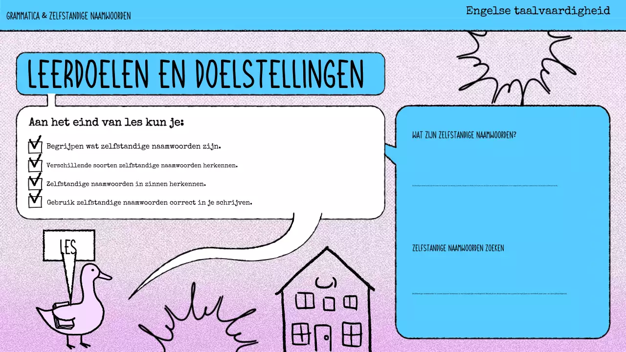 roze strip grammatica lesmateriaal